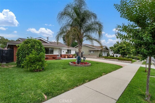 2415 Casa Grande St, Pasadena, CA 91104 - view of front of home featuring brick siding, a front yard, and concrete driveway