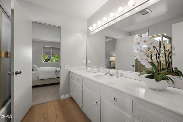 1200 S Orange Grove Blvd Unit 15, Pasadena, CA 91105 - bathroom with ensuite bathroom, wood finished floors, and vanity