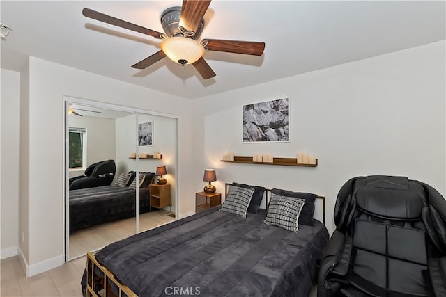 24586 Horst Dr, Crestline, CA 92325 - bedroom featuring a closet and ceiling fan