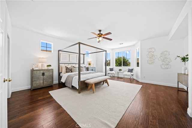 7265 Excelsior Dr, Eastvale, CA 92880 - bedroom featuring dark wood-style floors and ceiling fan