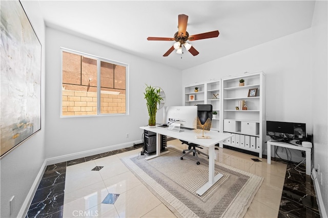 7265 Excelsior Dr, Eastvale, CA 92880 - office space featuring baseboards and a ceiling fan