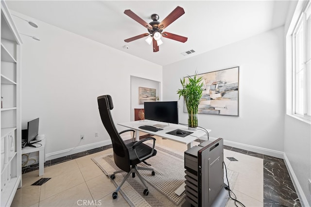 7265 Excelsior Dr, Eastvale, CA 92880 - office space featuring ceiling fan and baseboards
