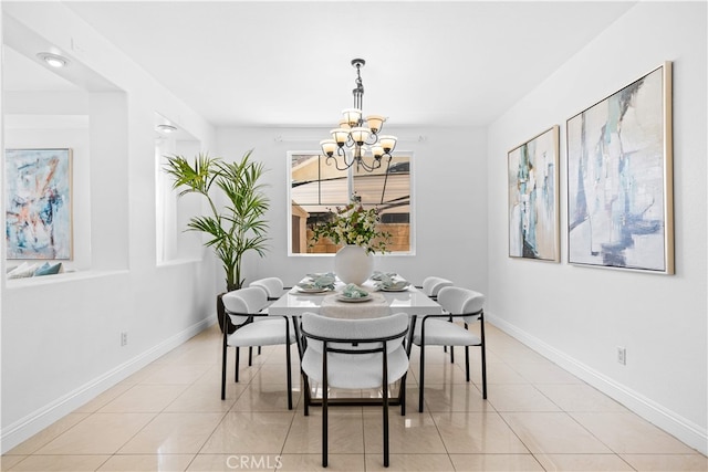 7265 Excelsior Dr, Eastvale, CA 92880 - dining area featuring a chandelier and light tile patterned floors