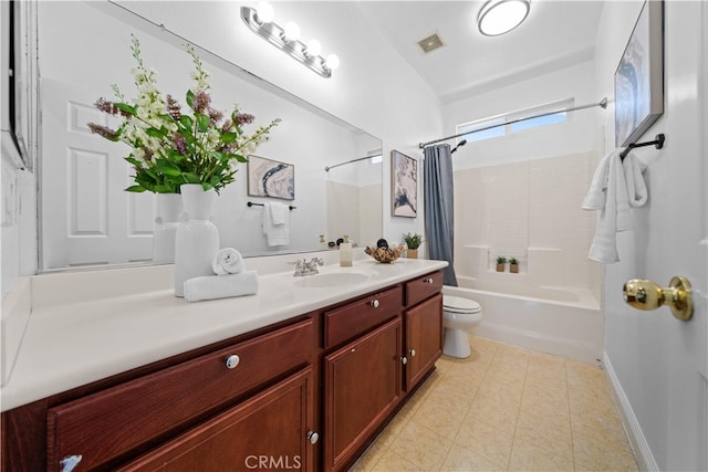 7265 Excelsior Dr, Eastvale, CA 92880 - full bath with vanity, shower / tub combo, and tile patterned floors