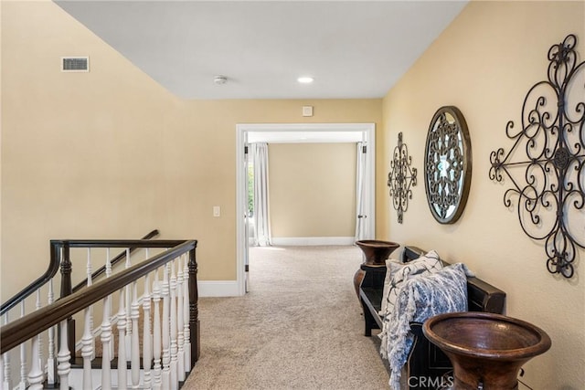 19180 Palm Vis, Yorba Linda, CA 92886 - hallway featuring carpet flooring, an upstairs landing, and recessed lighting