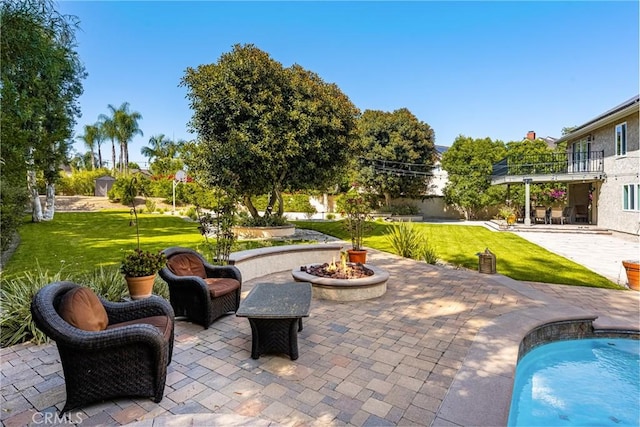 19180 Palm Vis, Yorba Linda, CA 92886 - view of patio / terrace with an outdoor fire pit