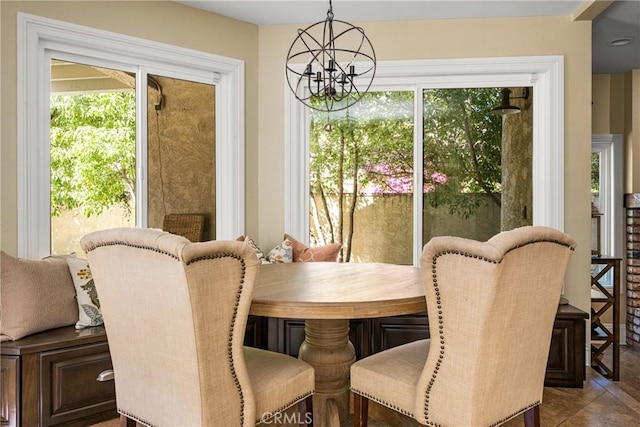 19180 Palm Vis, Yorba Linda, CA 92886 - dining area featuring a chandelier and plenty of natural light