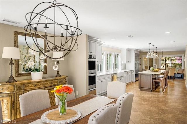 19180 Palm Vis, Yorba Linda, CA 92886 - dining space with a chandelier and recessed lighting