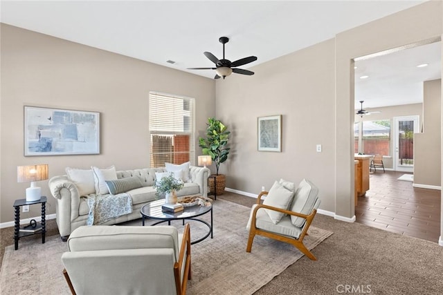 1619 Harvest Glen Dr, Chico, CA 95928 - living room featuring ceiling fan and carpet
