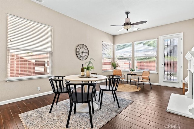 1619 Harvest Glen Dr, Chico, CA 95928 - dining space with dark wood-style floors and ceiling fan