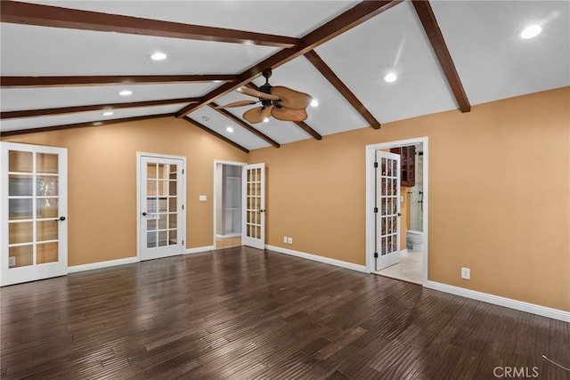 15711 Hiawatha St, Granada Hills, CA 91344 - unfurnished room featuring french doors, wood finished floors, ceiling fan, and recessed lighting