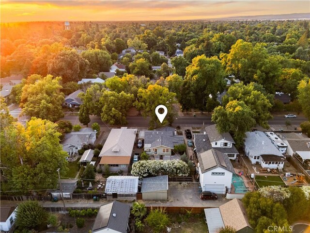 375 E 1st Ave, Chico, CA 95926 - aerial view at dusk of a residential view and a view of trees