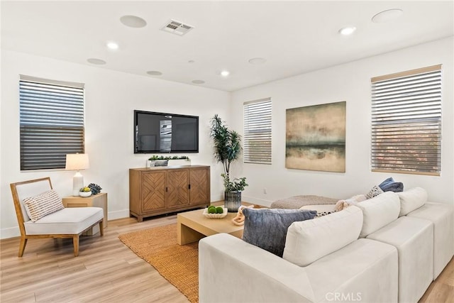 27636 S Evergreen Pl, San Pedro, CA 90732 - living room featuring light wood-type flooring and recessed lighting