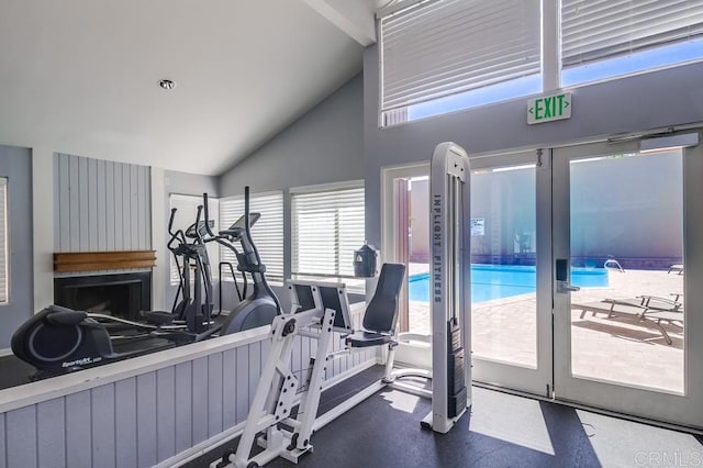 3454 Castle Glen Dr Unit 115, San Diego, CA 92123 - workout area with high vaulted ceiling