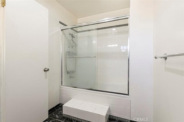 10919 Terecita Rd, Tujunga, CA 91042 - full bath featuring marble finish floors and tiled shower / bath combo