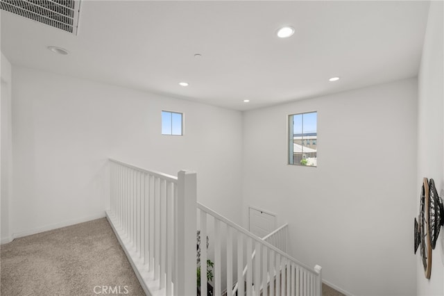 5756 Quicksilver Way, Banning, CA 92220 - corridor with an upstairs landing, healthy amount of natural light, recessed lighting, and carpet flooring