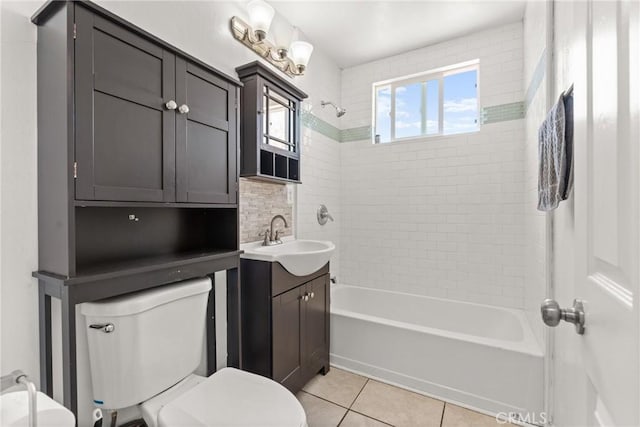 5609 Beach St, Jurupa Valley, CA 92509 - bathroom with vanity, shower / tub combination, and tile patterned flooring