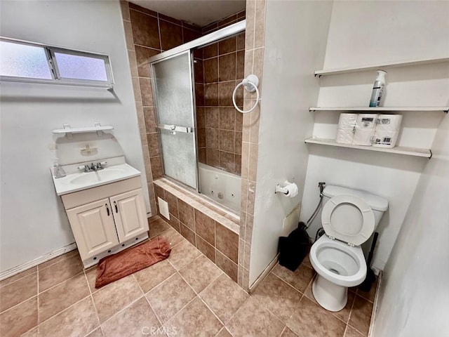 4126 Toland Way, Los Angeles, CA 90065 - bathroom featuring tiled shower / bath combo, vanity, and tile patterned flooring