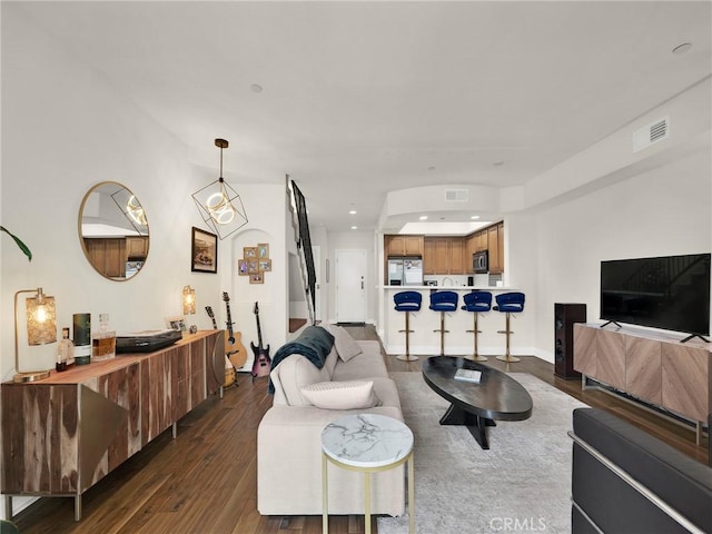 5753 White Oak Ave Unit 3, Encino, CA 91316 - living room with dark wood-style floors and recessed lighting