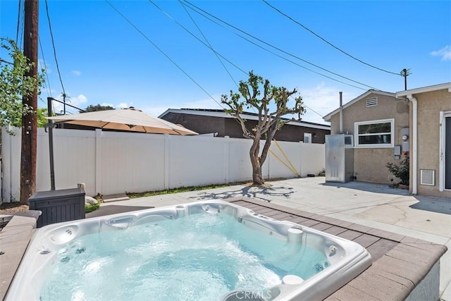3203 Faust Ave, Long Beach, CA 90808 - view of swimming pool featuring an outdoor hot tub, a patio area, and a fenced backyard