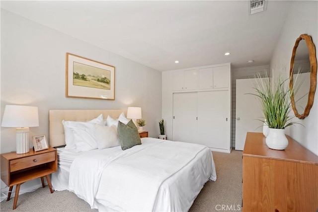 1987 Windover Rd, Pasadena, CA 91107 - bedroom with light colored carpet, a closet, and recessed lighting