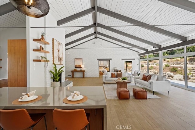 1987 Windover Rd, Pasadena, CA 91107 - dining room featuring wood finished floors and brick wall