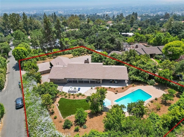 1987 Windover Rd, Pasadena, CA 91107 - view of subject property featuring property parcel outlined and a pool area