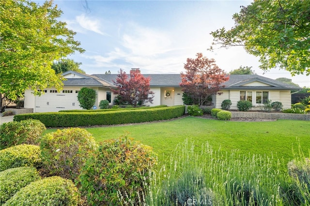 1525 Lafayette Rd, Claremont, CA 91711 - ranch-style house featuring a front lawn, an attached garage, and a chimney