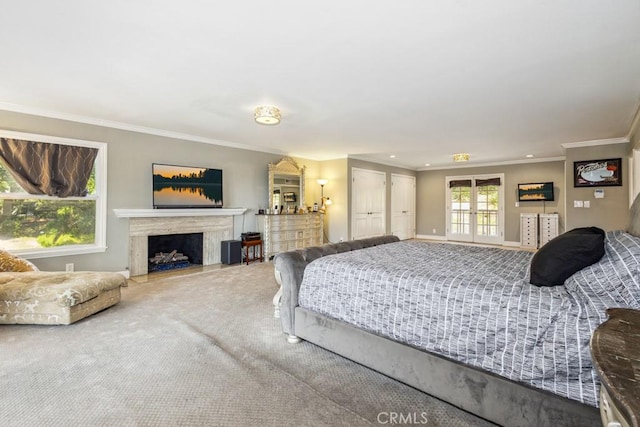 748 S Walnut Ave, San Dimas, CA 91773 - carpeted bedroom featuring ornamental molding and a high end fireplace