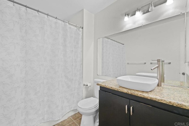 1317 Caminito Gabaldon Unit H, San Diego, CA 92108 - full bathroom with vanity, tile patterned floors, and curtained shower