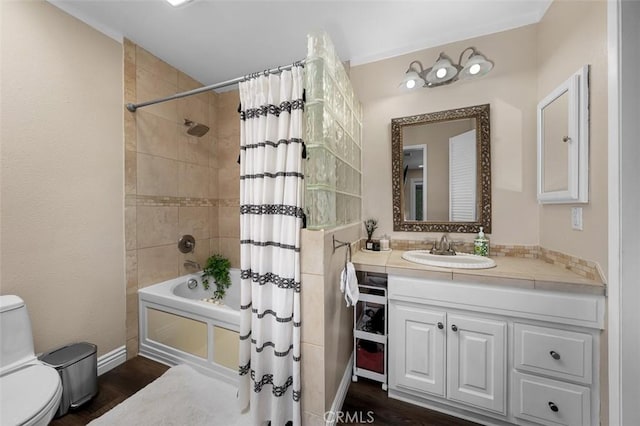 4773 Adler, Oceanside, CA 92057 - bathroom with vanity, shower / tub combo, and wood finished floors