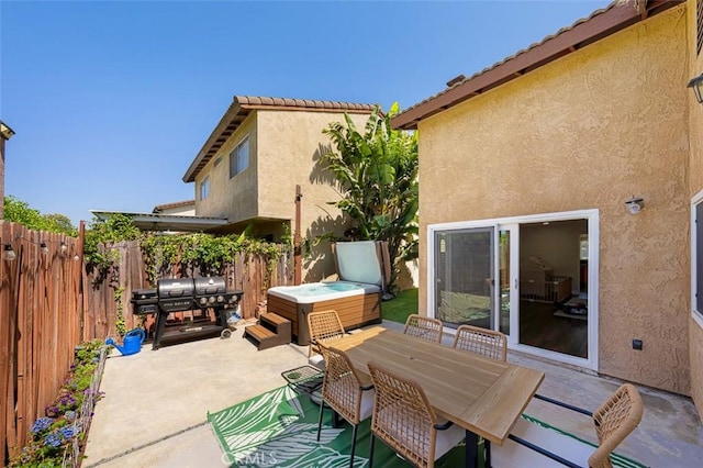 4773 Adler, Oceanside, CA 92057 - fenced backyard featuring a hot tub, a patio, and outdoor dining area