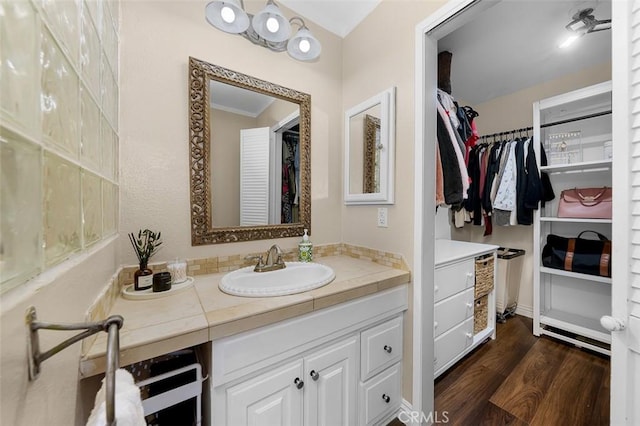 4773 Adler, Oceanside, CA 92057 - bathroom featuring vanity, a spacious closet, and wood finished floors