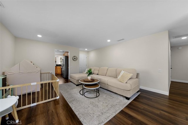 4773 Adler, Oceanside, CA 92057 - living room featuring dark wood-style floors and recessed lighting