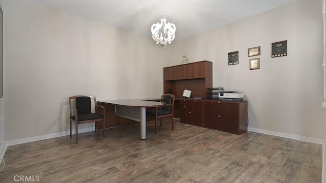 32420 Apricot Tree Rd, Winchester, CA 92596 - office featuring wood finished floors and a chandelier