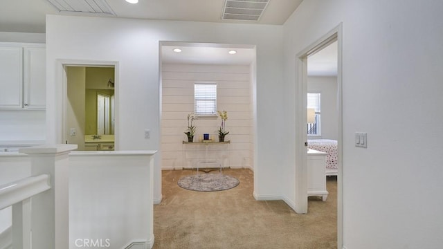 32420 Apricot Tree Rd, Winchester, CA 92596 - corridor with light carpet, plenty of natural light, and recessed lighting