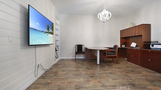 32420 Apricot Tree Rd, Winchester, CA 92596 - dining room with dark wood-type flooring, a chandelier, and an office area