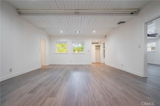 1725 Turnbull Canyon Rd, Hacienda Heights, CA 91745 - unfurnished room with wood finished floors, plenty of natural light, recessed lighting, and a wooden ceiling with exposed beams