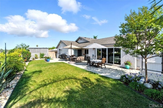 3526 Alder Pl, Chino Hills, CA 91709 - rear view of property featuring stucco siding, a patio, and roof with shingles