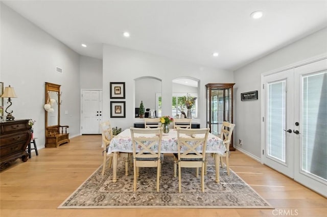 3526 Alder Pl, Chino Hills, CA 91709 - dining area with french doors, light wood-style floors, and recessed lighting