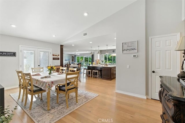 3526 Alder Pl, Chino Hills, CA 91709 - dining space featuring vaulted ceiling, light wood-type flooring, and recessed lighting