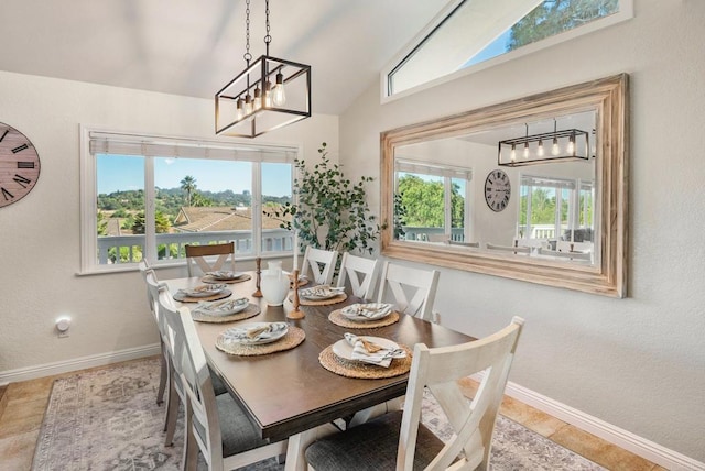 10518 Moon View Way, Escondido, CA 92026 - dining area featuring lofted ceiling, plenty of natural light, and a chandelier