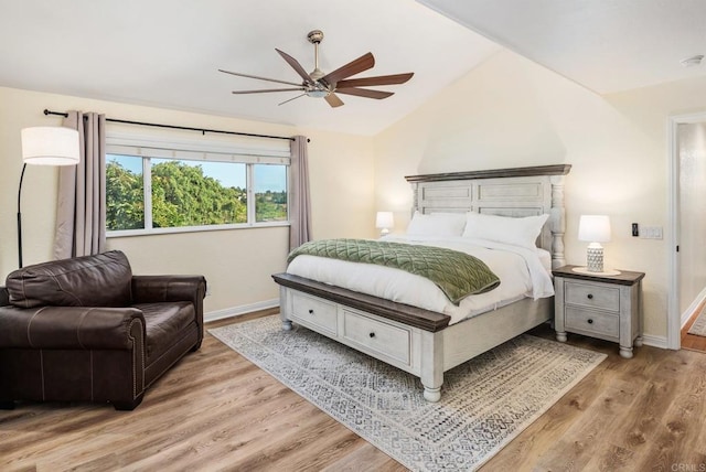 10518 Moon View Way, Escondido, CA 92026 - bedroom with light wood-type flooring, vaulted ceiling, and ceiling fan