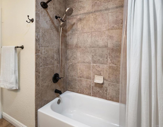 10518 Moon View Way, Escondido, CA 92026 - full bathroom with shower / bath combination with curtain and baseboards