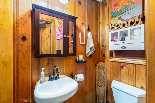 32135 W Dr, Running Springs, CA 92382 - bathroom with a sink and wood walls