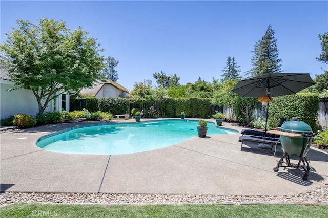 2640 Tenaya Way, Fresno, CA 93711 - view of swimming pool featuring a fenced backyard and a patio