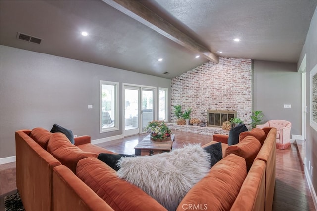 2640 Tenaya Way, Fresno, CA 93711 - living area with a brick fireplace and wood finished floors