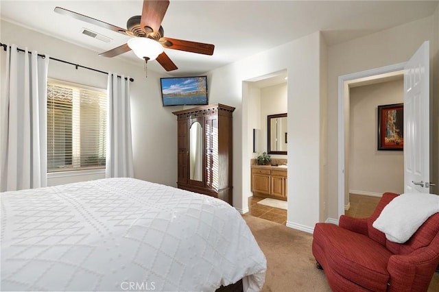 33260 Susan Grace Ct, Temecula, CA 92592 - bedroom featuring carpet floors, ceiling fan, and connected bathroom