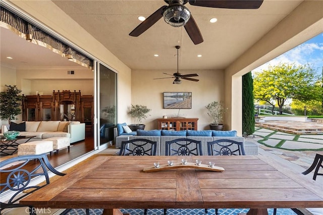 33260 Susan Grace Ct, Temecula, CA 92592 - dining space with ceiling fan and recessed lighting