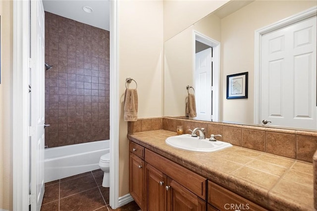 33260 Susan Grace Ct, Temecula, CA 92592 - full bath featuring vanity, tile patterned flooring, and tub / shower combination